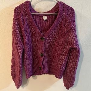 Chunky purple button up sweater